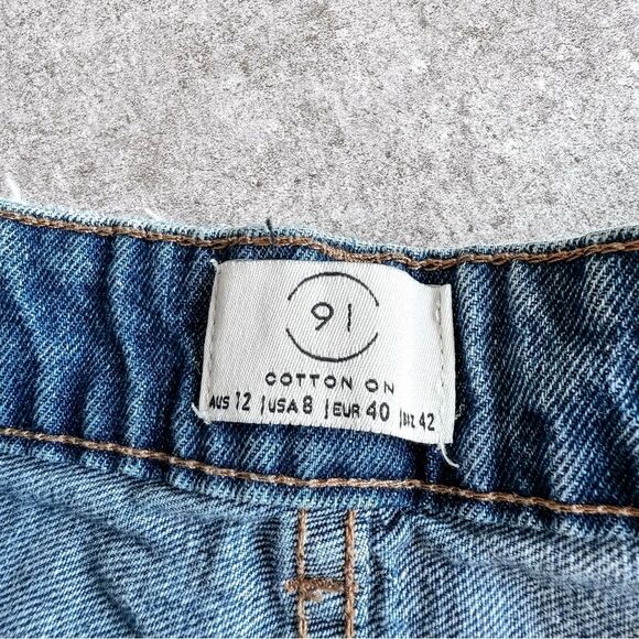 Cotton On High 90's Distressed Mid Wash Jeans Size 8 - Picture 6 of 6